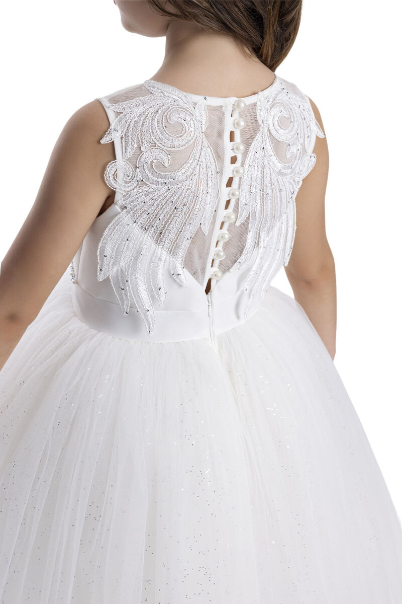 Ecru Sleeveless Cut Girl's Dress 8-12 AGE 34057PR - 6