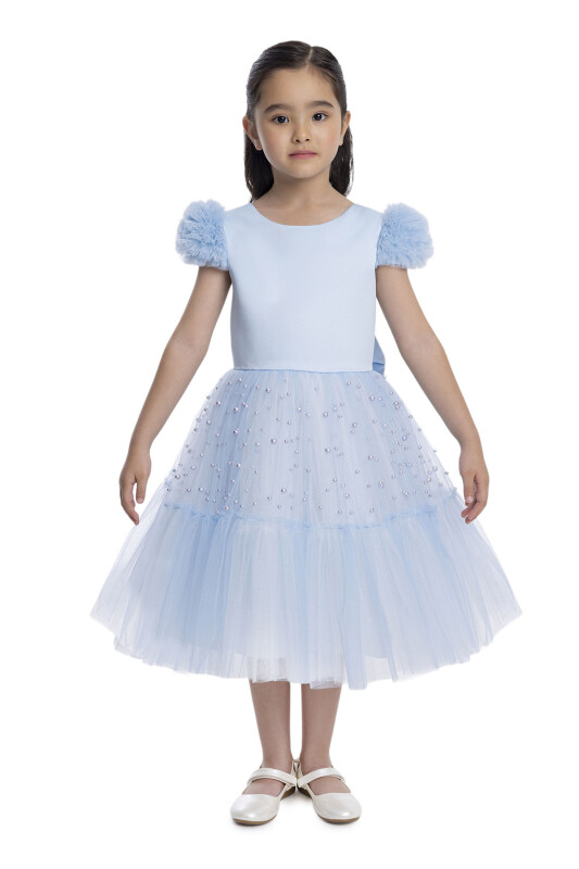 Blue Pearl-Embellished Girls Dress 3-7 AGE 34115PR 