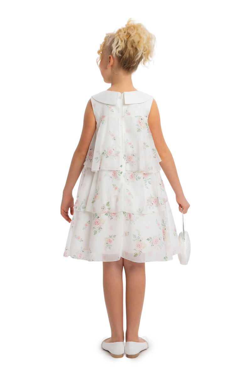 Pink Girls Chiffon Dress with Rose Print 8-12 AGE 34344PR - 6