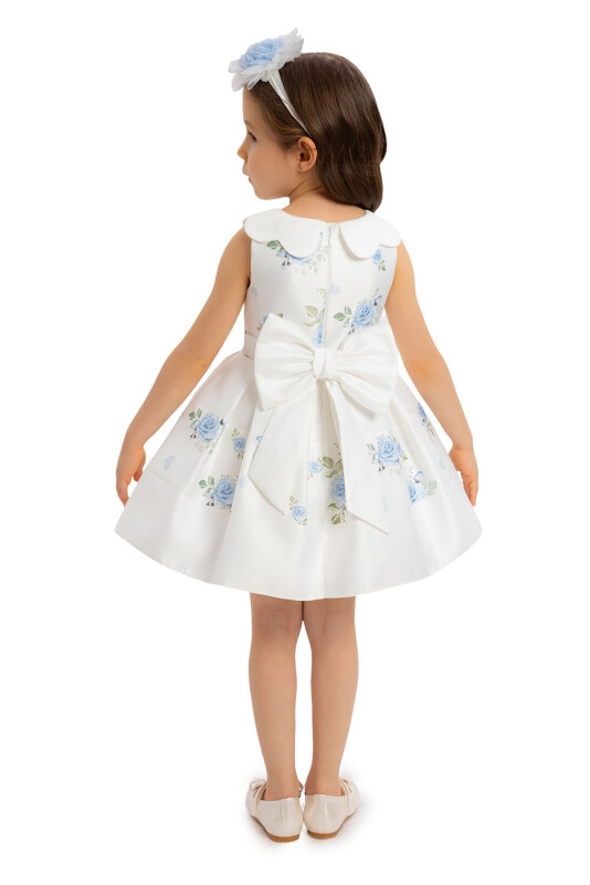 Blue Dress with Floral Jacquard for Girls 6-24 MONTH 34238PR - 7