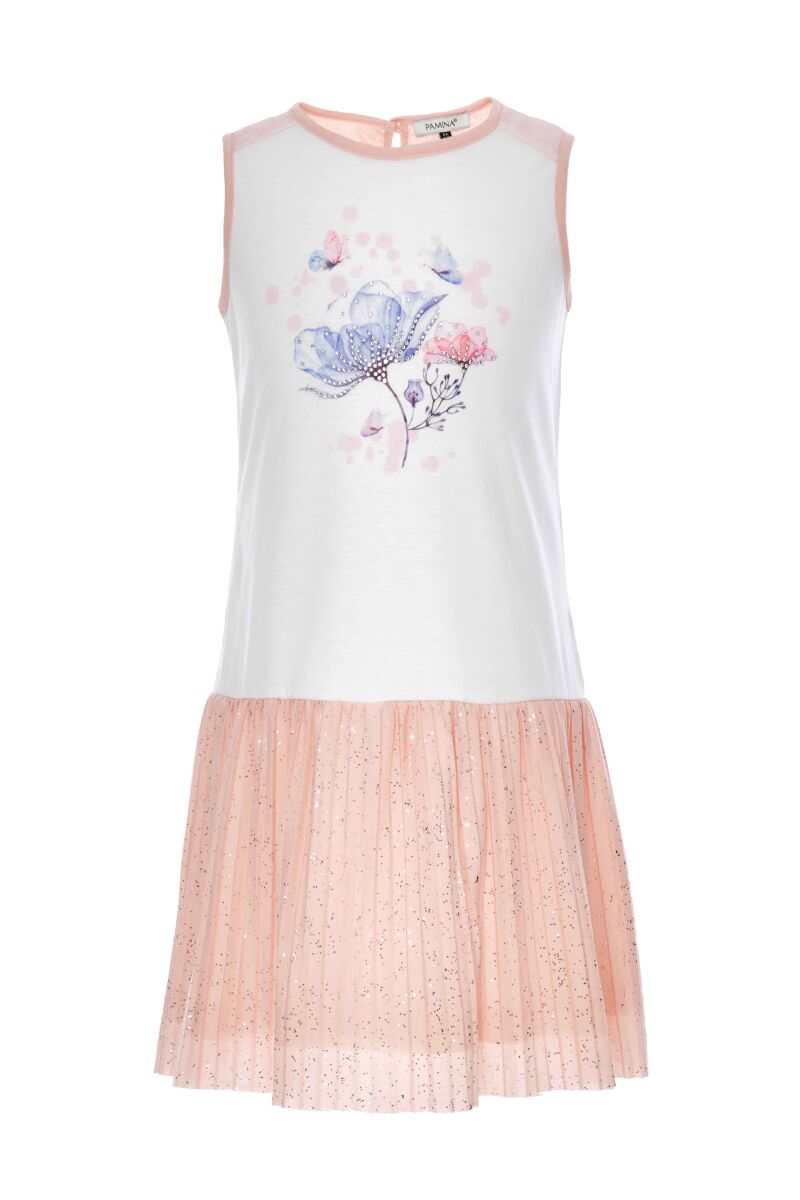 Powder Girl Butterfly Printed Pleated Dress With Silvery Printed Skirt 6-10 AGE 311202CA - 1