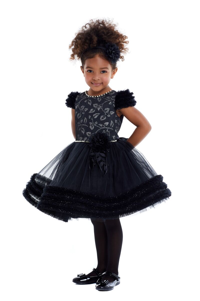 Black Girl Ruffle Dress 1-5 AGE 32008PR - 3