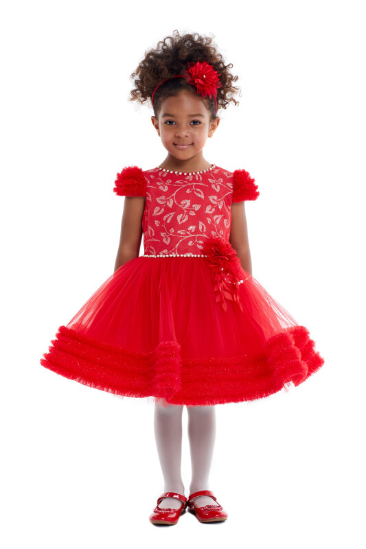 Red Girl Ruffle Dress 1-5 AGE 32008PR 