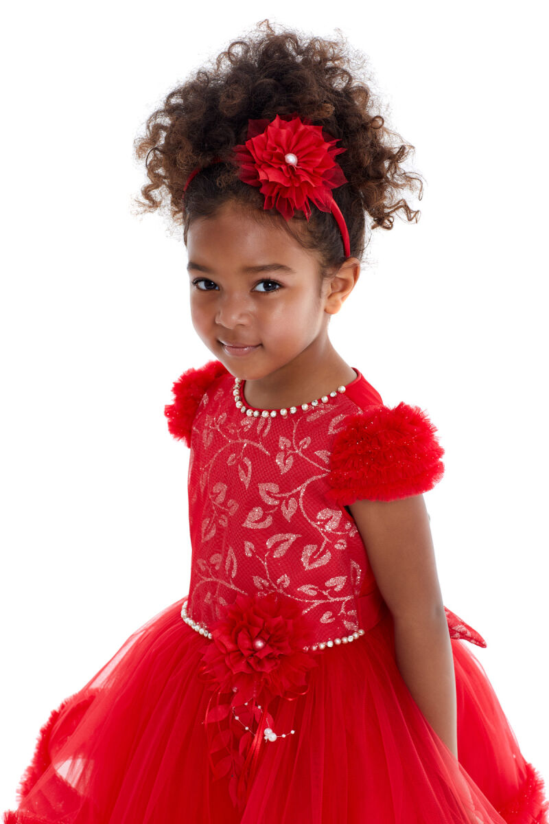 Red Girl Ruffle Dress 1-5 AGE 32008PR - 2