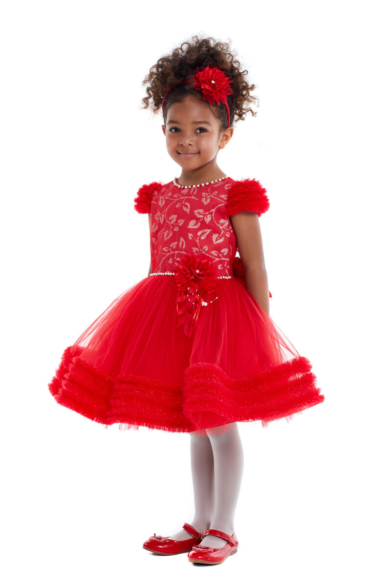 Red Girl Ruffle Dress 1-5 AGE 32008PR - 3
