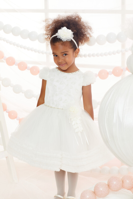 Ecru Girl Ruffle Dress 1-5 AGE 32008PR 