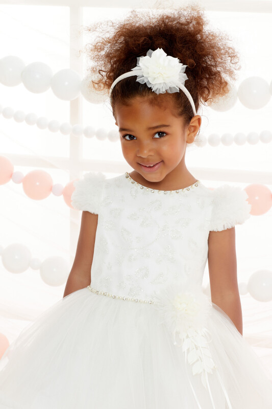 Ecru Girl Ruffle Dress 1-5 AGE 32008PR - 2