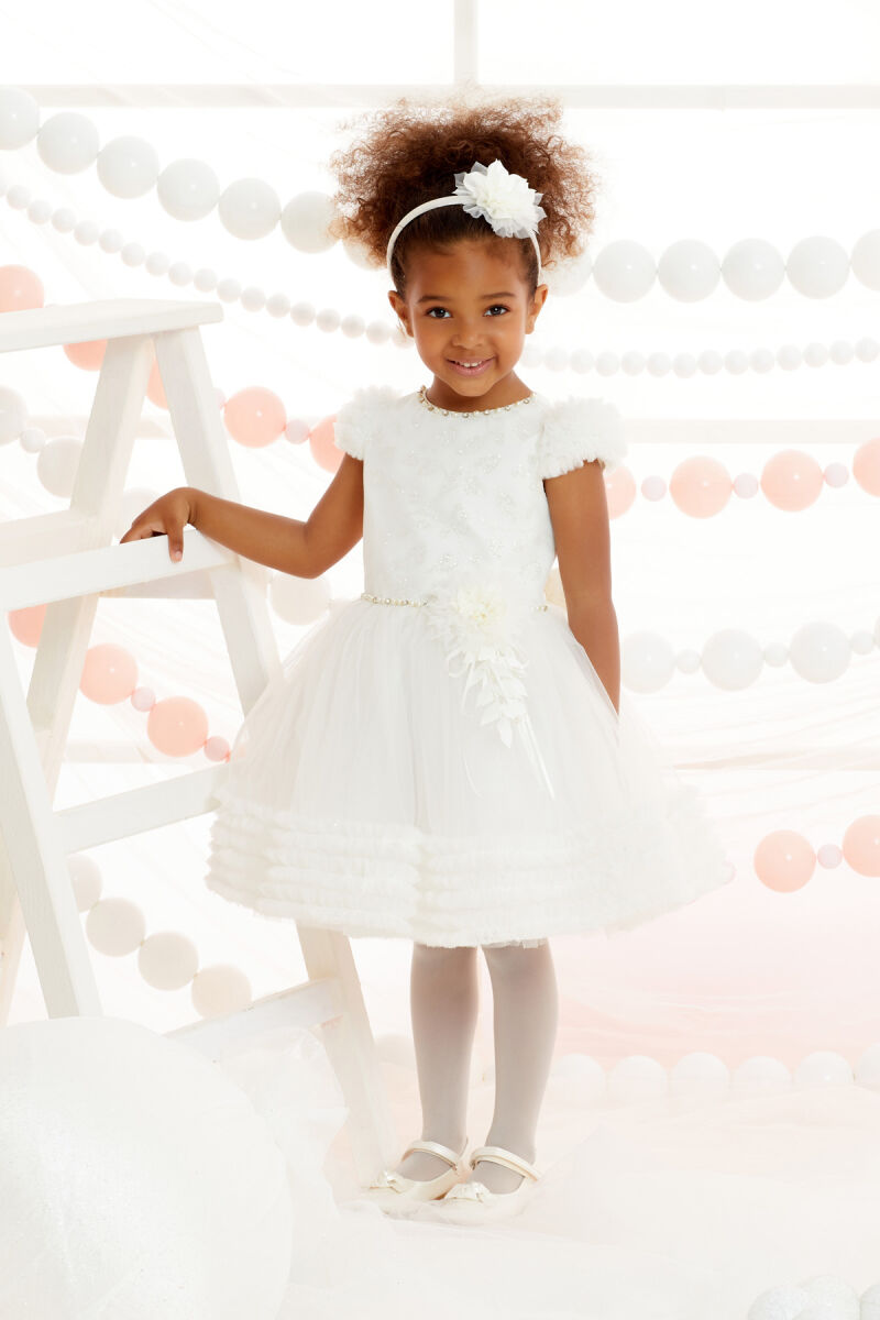Ecru Girl Ruffle Dress 1-5 AGE 32008PR - 3