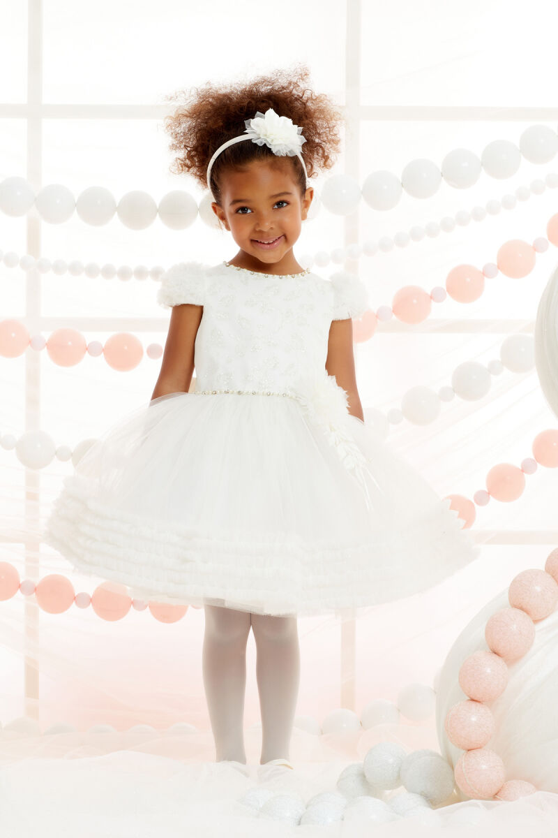 Ecru Girl Ruffle Dress 1-5 AGE 32008PR - 4