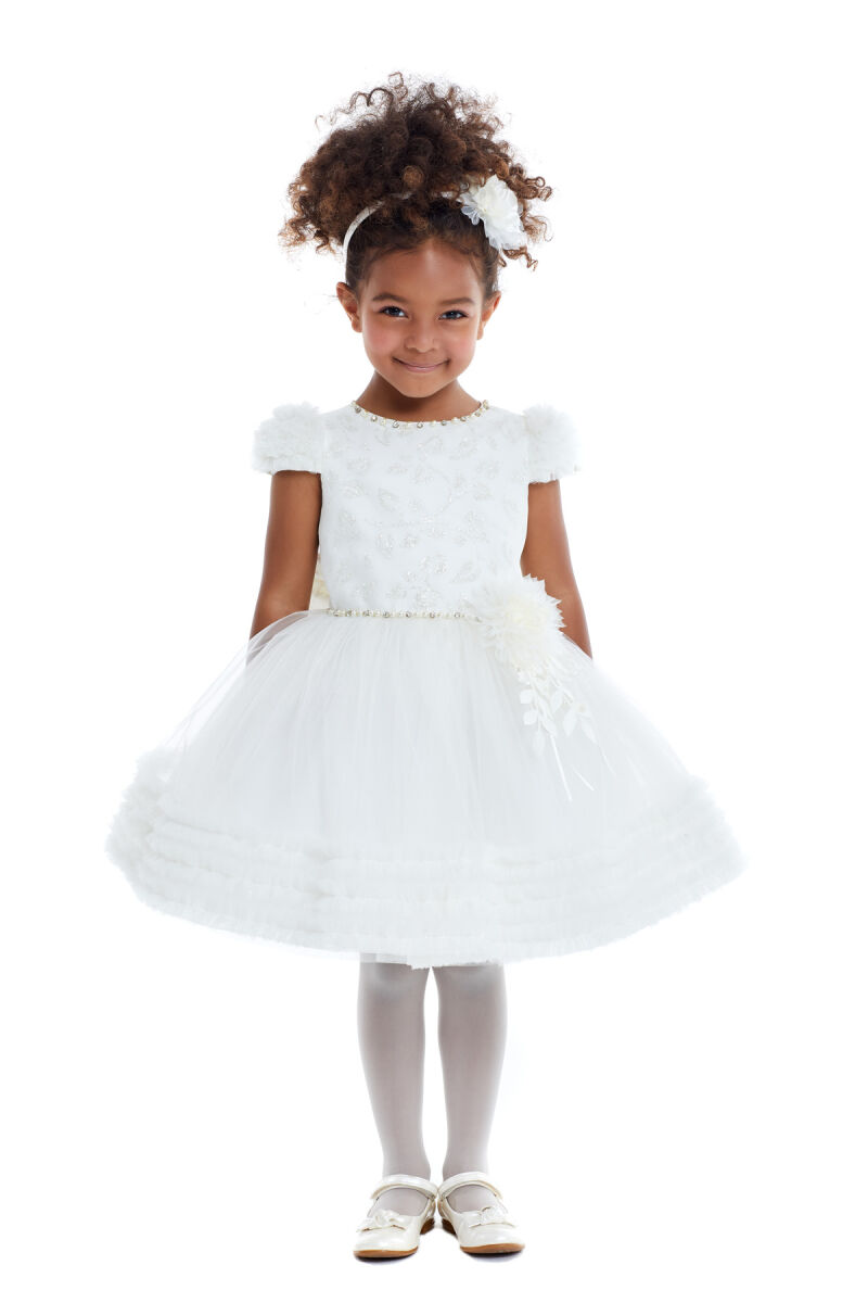 Ecru Girl Ruffle Dress 1-5 AGE 32008PR - 5