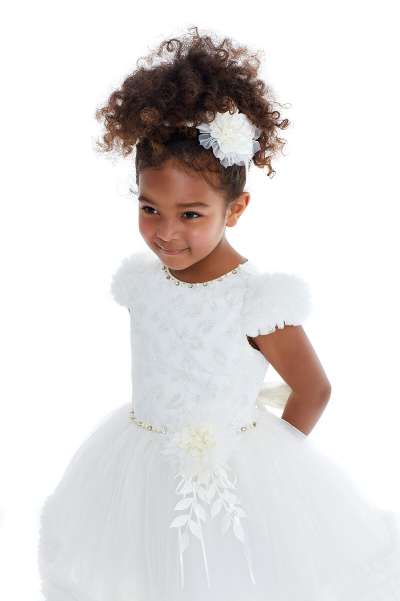 Ecru Girl Ruffle Dress 1-5 AGE 32008PR - 6