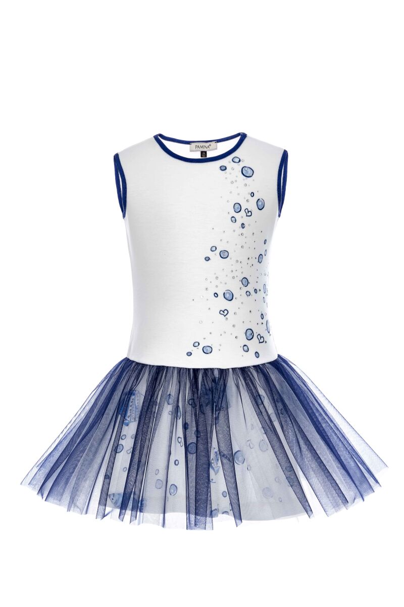Navy Girl Heart And Bubble Printed Dress With Tutu Skirt 2-6 AGE 310305CA - 1