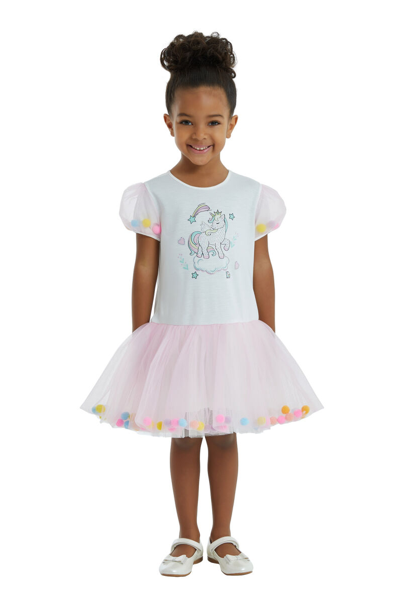 Pink Girl Open Shoulder Tulle Dress 1-5 AGE 323803CA - 1