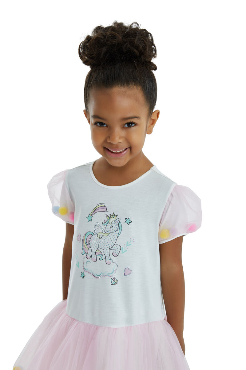 Pink Girl Open Shoulder Tulle Dress 1-5 AGE 323803CA - 3