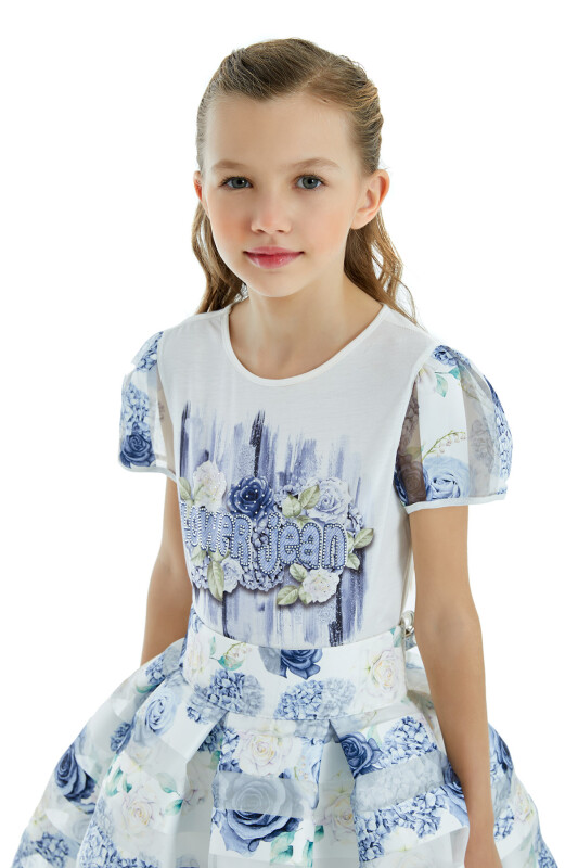 Blue Girl Floral Skirt T-shirt Suit 8-12 AGE 324204CA - 6