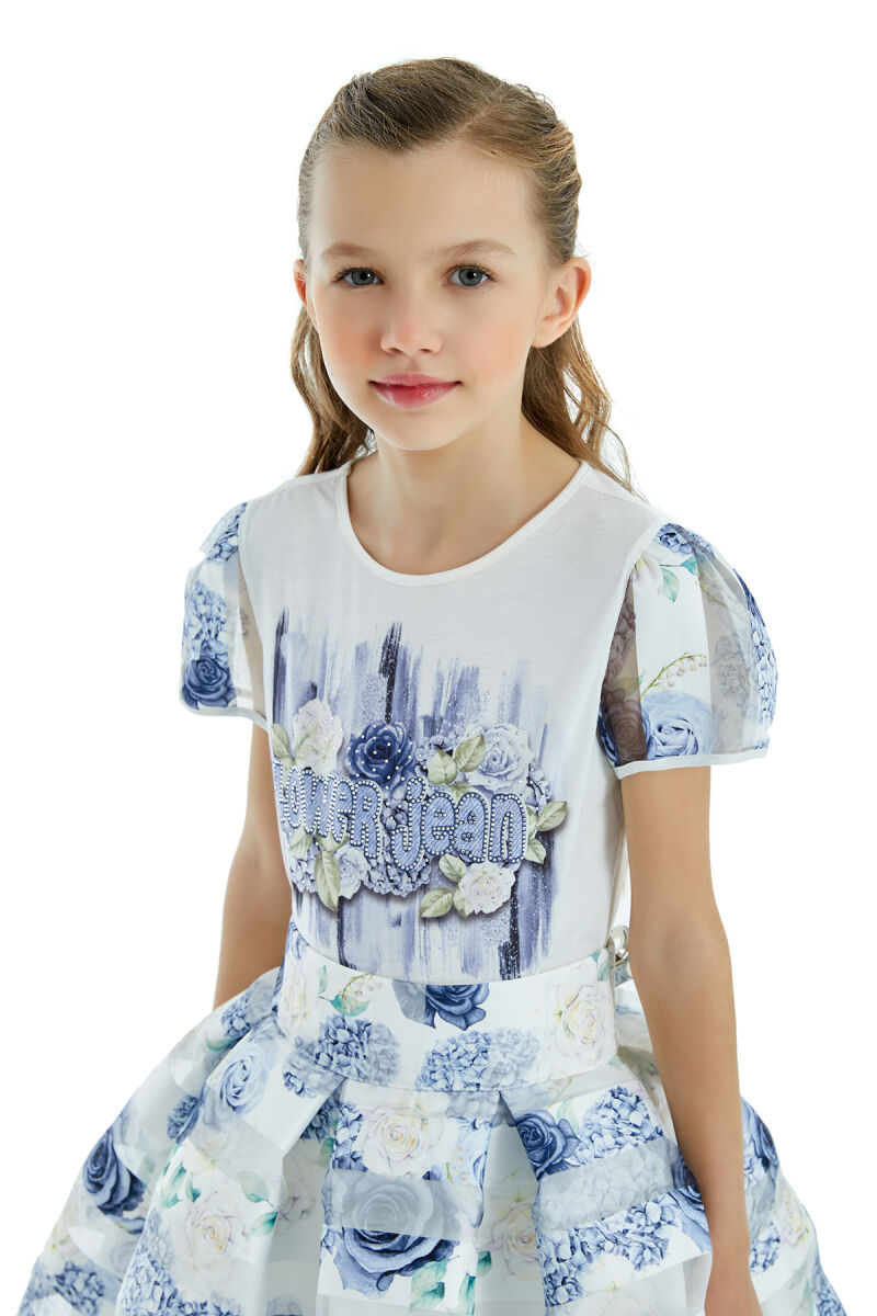 Blue Girl Floral Skirt T-shirt Suit 8-12 AGE 324204CA - 6