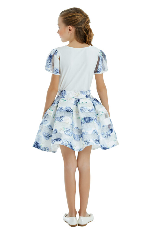 Blue Girl Floral Skirt T-shirt Suit 8-12 AGE 324204CA - 7