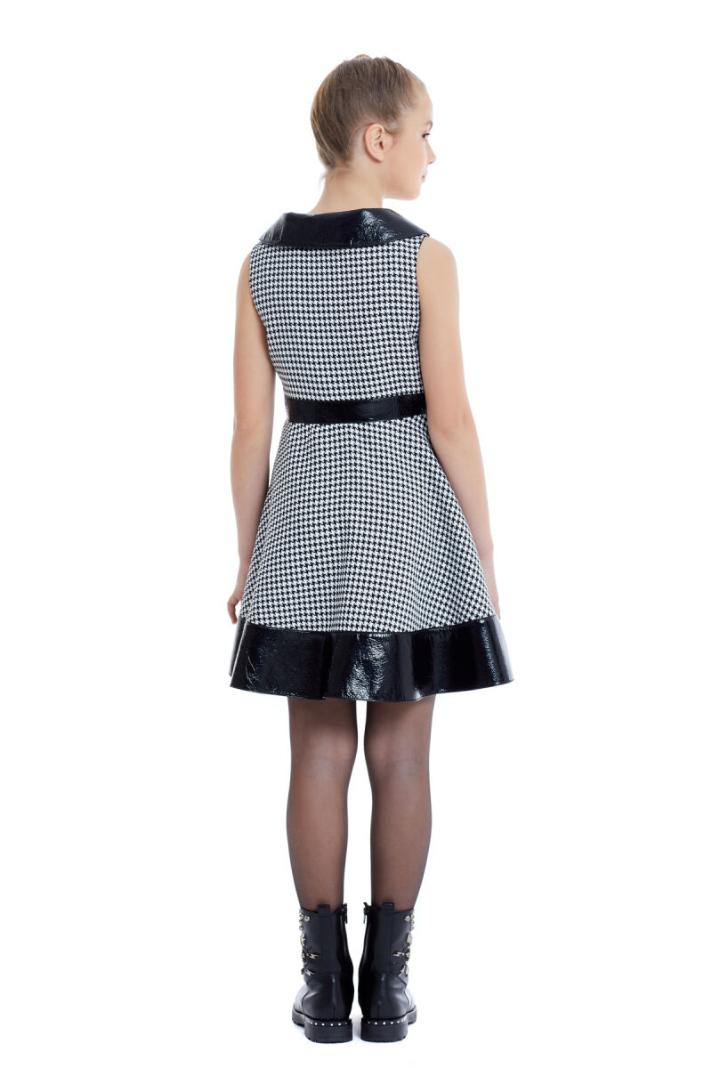 Black Girl Houndstooth Patterned Dress 8-12 AGE 321801CA - 6