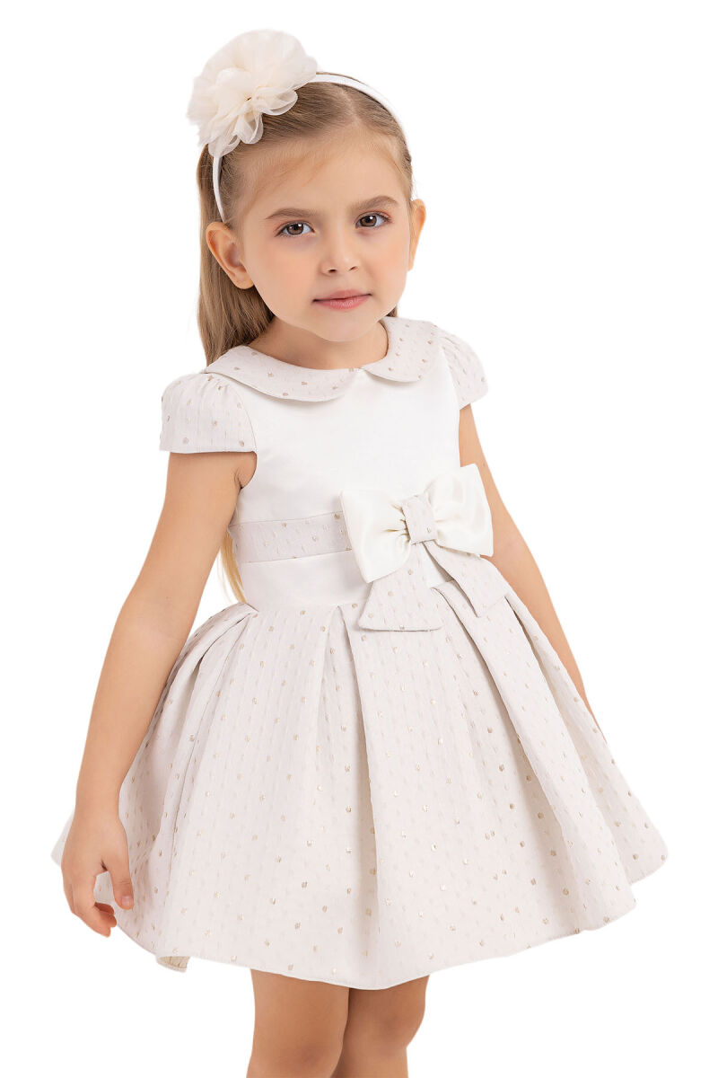 Beige Baby collar, dress for girls 6-18 MONTH 33215PR - 3