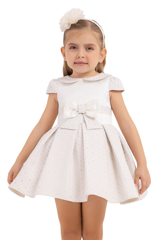 Beige Baby collar, dress for girls 6-18 MONTH 33215PR - 5