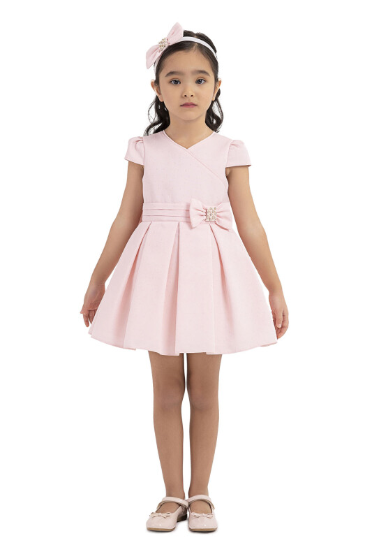 Pink Double-breasted collared, dress for girls 6-18 MONTH 33185PR 