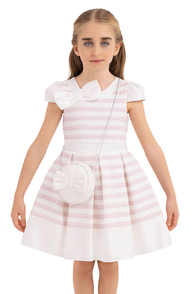 Pink Moon-sleeved dress for girls 4-8 AGE 33270PR - 5