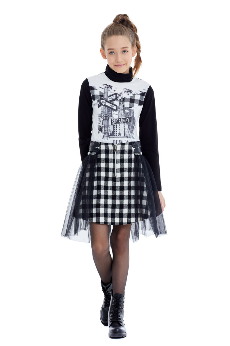 Black Girl Suit With Long Sleeved T-shirt and Tulle Skirt 8-12 AGE 321705CA - 5