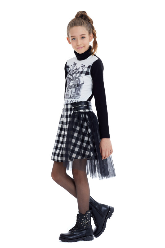 Black Girl Suit With Long Sleeved T-shirt and Tulle Skirt 8-12 AGE 321705CA - 6