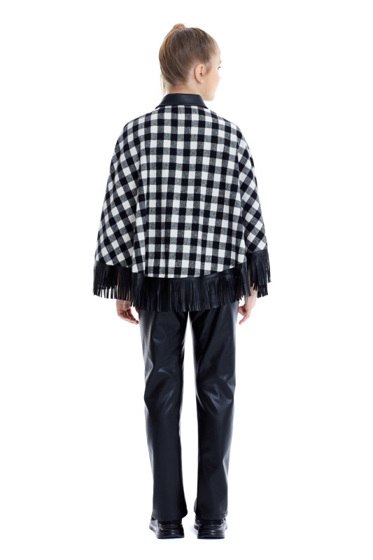 Black Girl Suit With Leather Trousers and Poncho 8-12 AGE 321701CA - 9