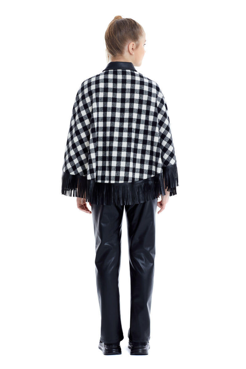 Black Girl Suit With Leather Trousers and Poncho 8-12 AGE 321701CA - 9