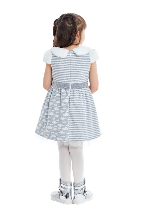 Grey Girl Fur Detailed Baby Collar Dress 1-5 AGE 320303CA - 8