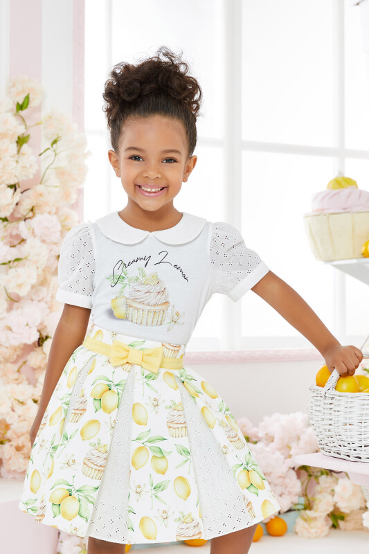 Yellow Girl T-shirt Skirt Suit 1-5 AGE 323602CA - 1