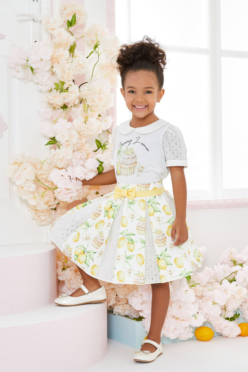 Yellow Girl T-shirt Skirt Suit 1-5 AGE 323602CA - 2