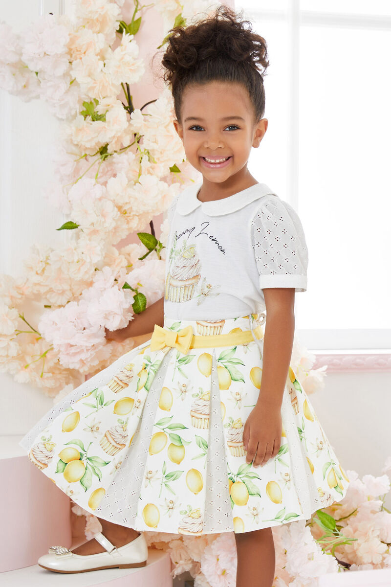 Yellow Girl T-shirt Skirt Suit 1-5 AGE 323602CA - 3