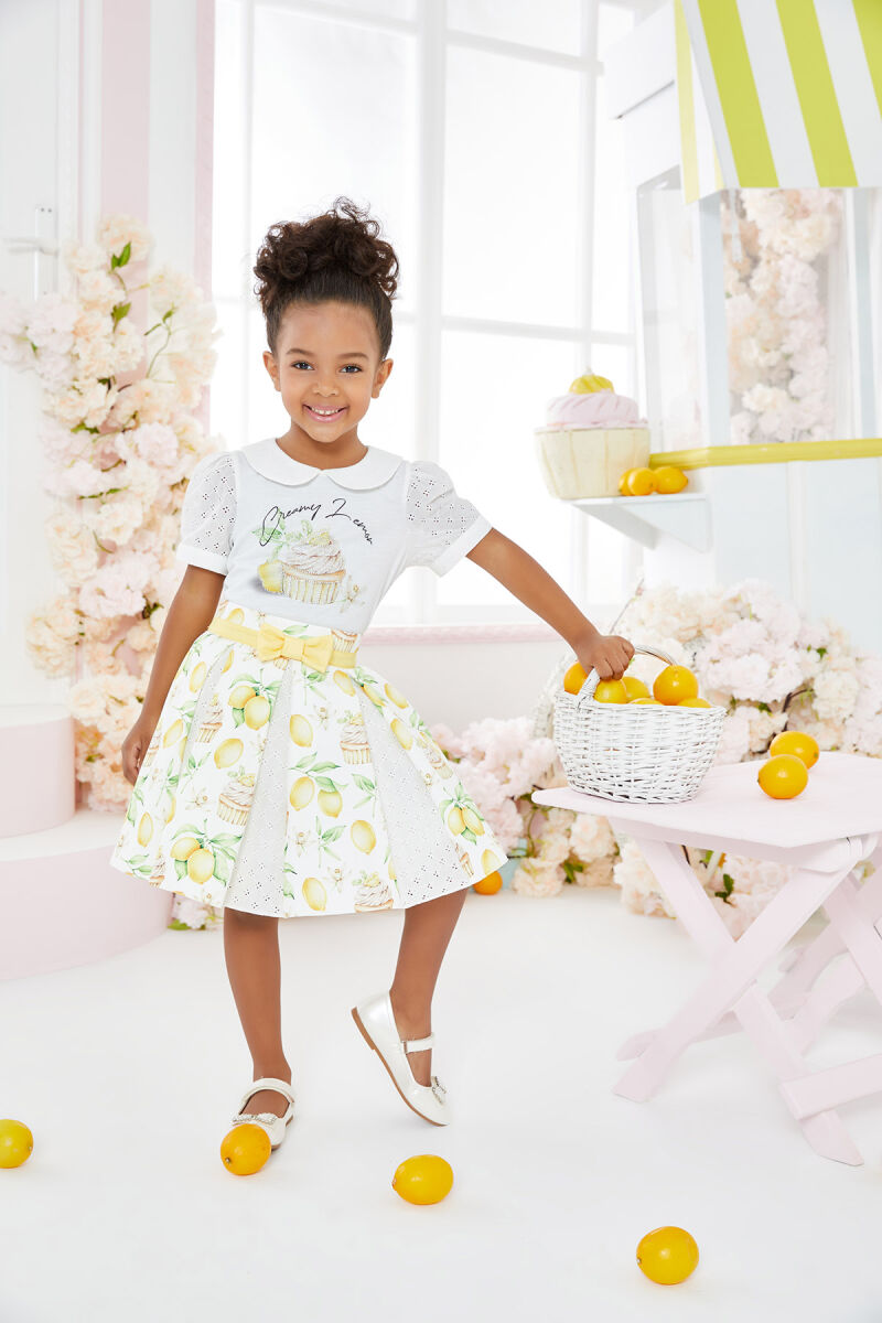 Yellow Girl T-shirt Skirt Suit 1-5 AGE 323602CA - 4
