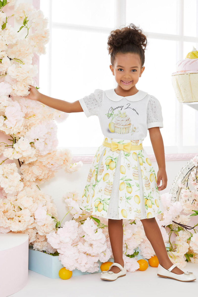 Yellow Girl T-shirt Skirt Suit 1-5 AGE 323602CA - 5