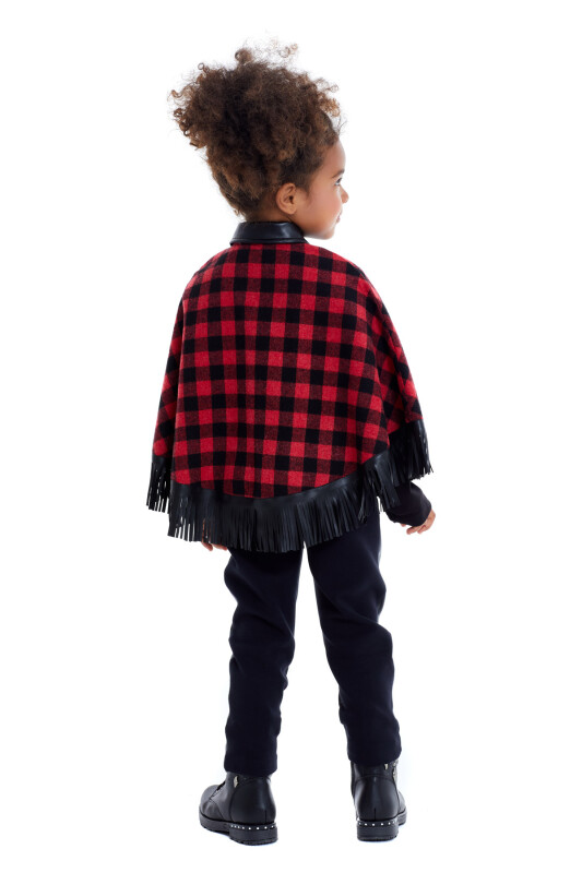 Red Girl Suit With Leather Trousers and Poncho 4-8 AGE 320603CA - 8