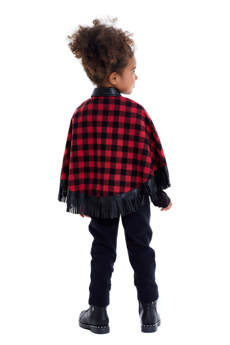 Red Girl Suit With Leather Trousers and Poncho 4-8 AGE 320603CA - 8