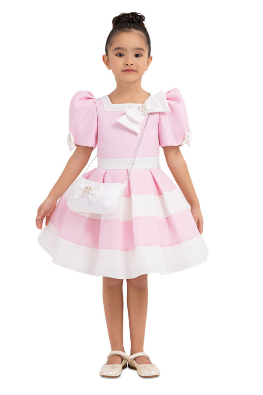 Pink Balloon-Sleeved Dress for Girls 2-6 AGE 33174PR 