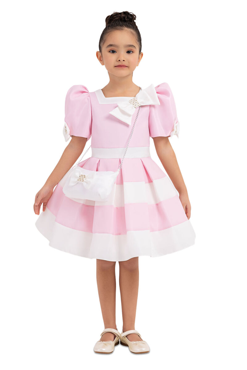 Pink Balloon-Sleeved Dress for Girls 2-6 AGE 33174PR - 1