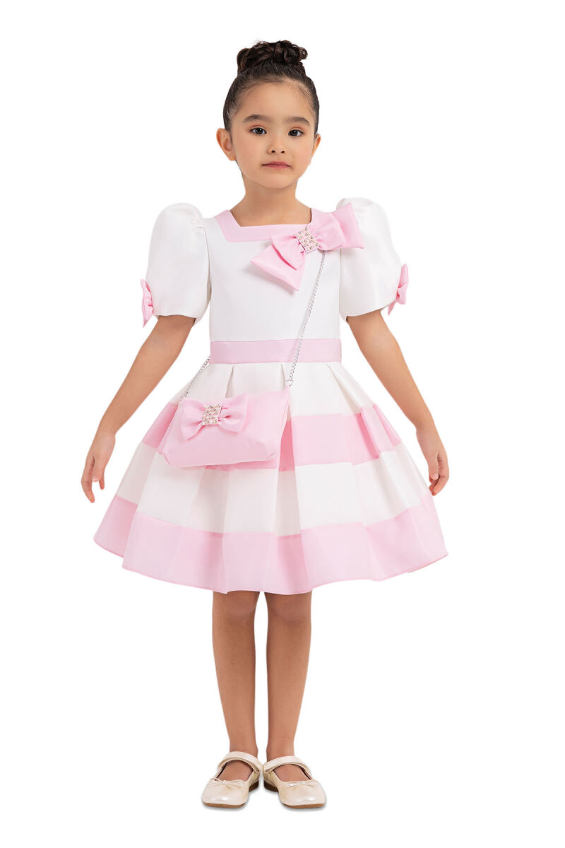 Ecru Balloon-Sleeved Dress for Girls 2-6 AGE 33174PR - 1