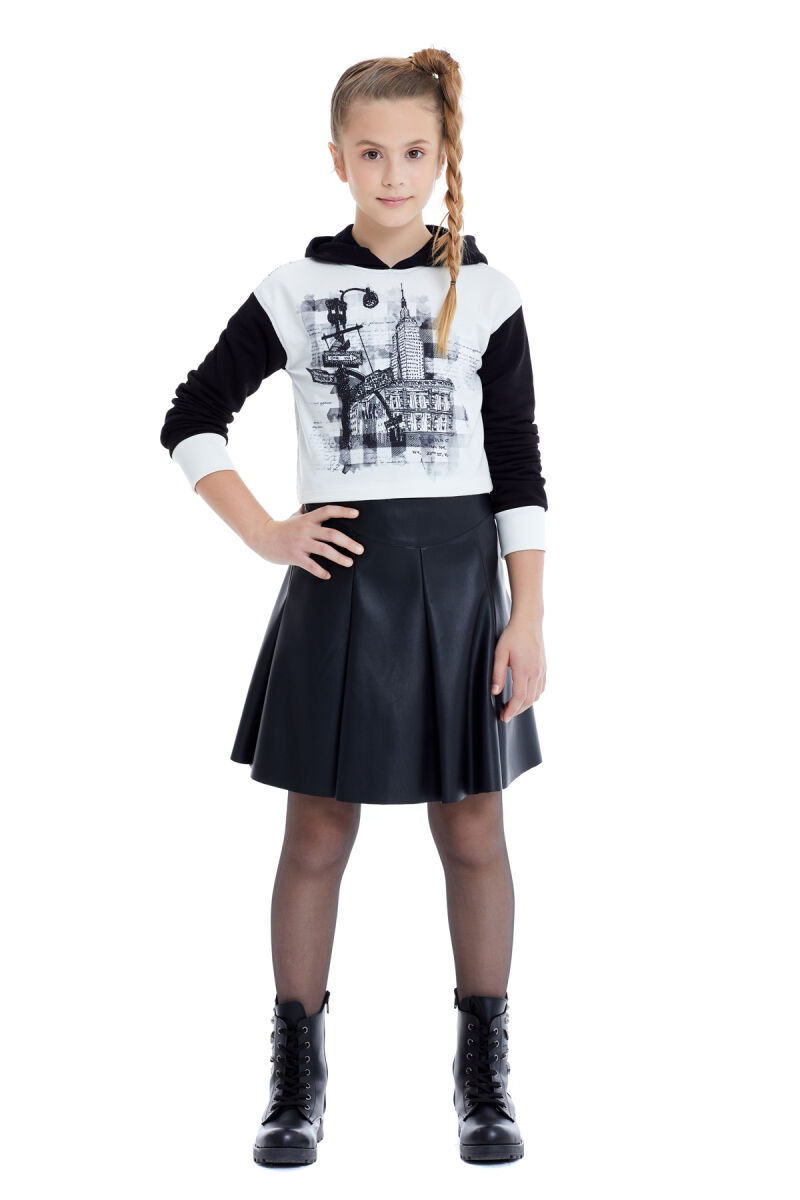 Black Girl Suit With Leather Skirt 8-12 AGE 321704CA - 7
