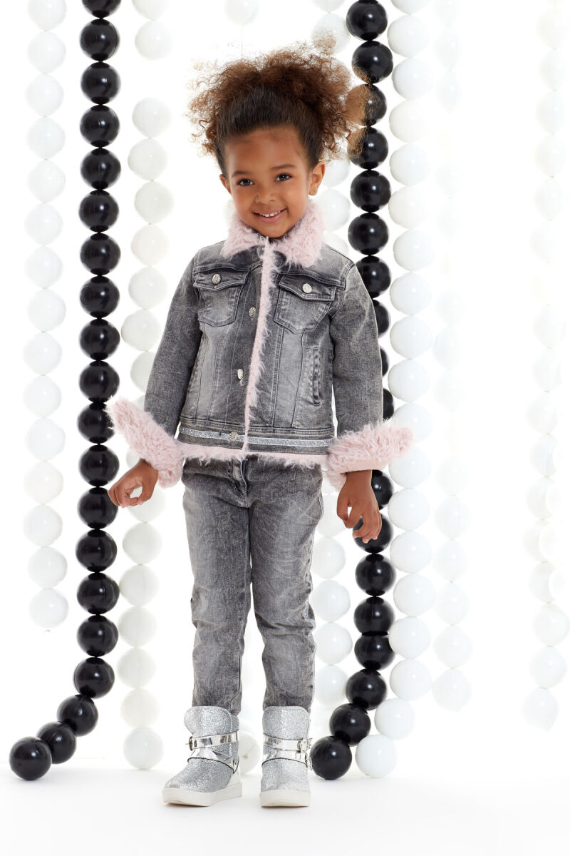 Grey Girls' Glitter Jeans Suit 4-8 AGE 321101CA - 1