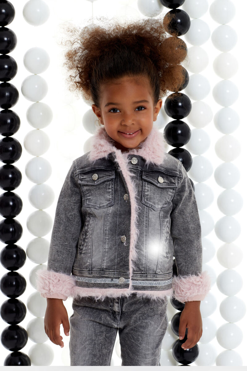 Grey Girls' Glitter Jeans Suit 4-8 AGE 321101CA - 3