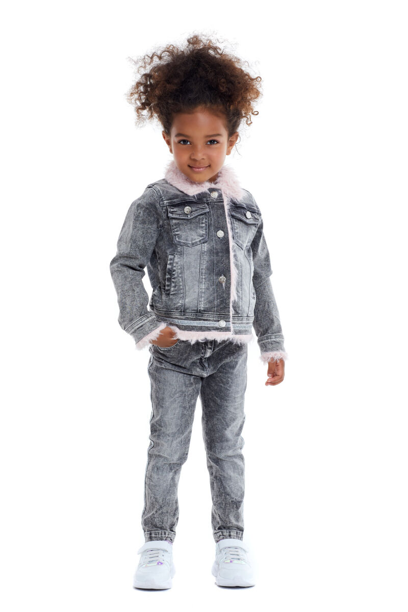 Grey Girls' Glitter Jeans Suit 4-8 AGE 321101CA - 5