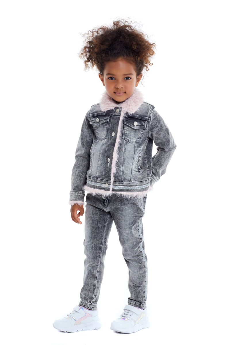 Grey Girls' Glitter Jeans Suit 4-8 AGE 321101CA - 7