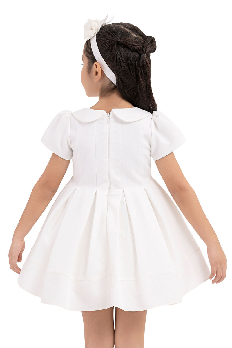 Ecru Short-Sleeved Dress for Girls 6-18 MONTH 33217PR - 6