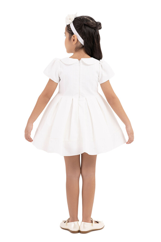 Ecru Short-Sleeved Dress for Girls 6-18 MONTH 33217PR - 7