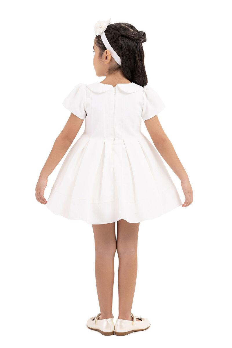 Ecru Short-Sleeved Dress for Girls 6-18 MONTH 33217PR - 7