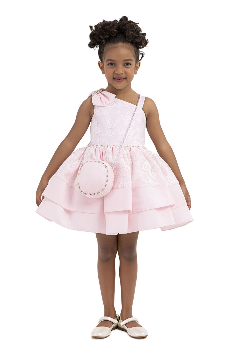 Pink Layered skirted dress for girls 2-6 AGE 33277PR - 1